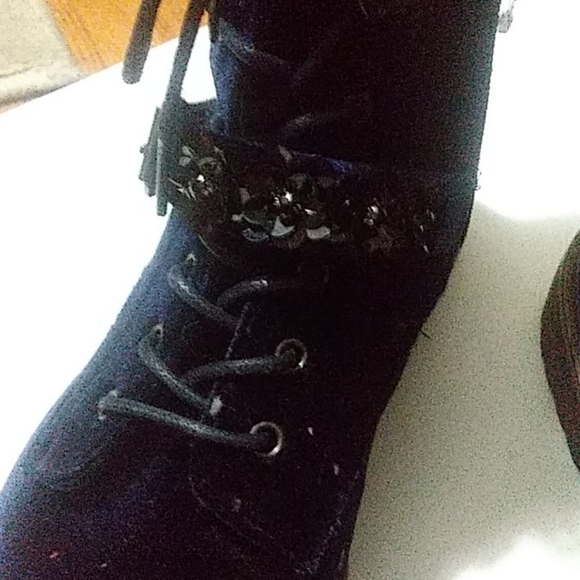 XOXO Shoes Xoxo Footwear Royal Blue Velvet Boots Poshmark